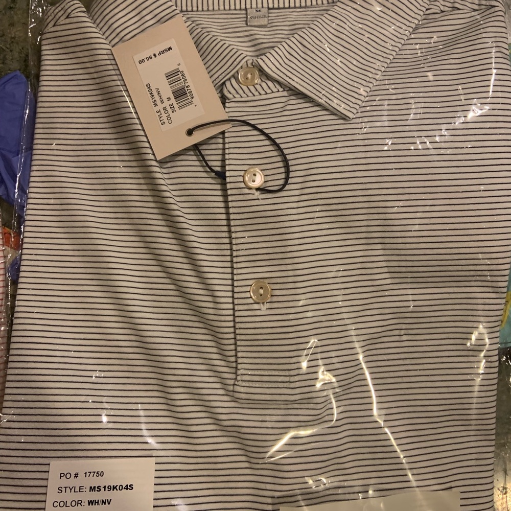 Peter Millar striped polo NWT